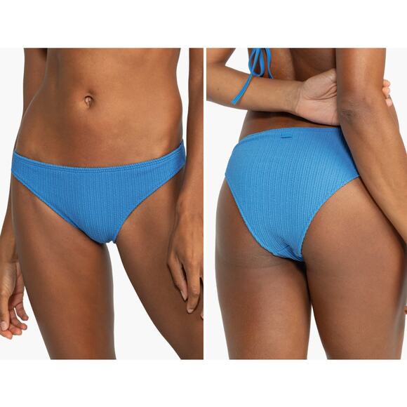 Roxy Aruba Textured Moderate Bikini Bottoms, NWT Size Large Blue - Picture 1 of 9